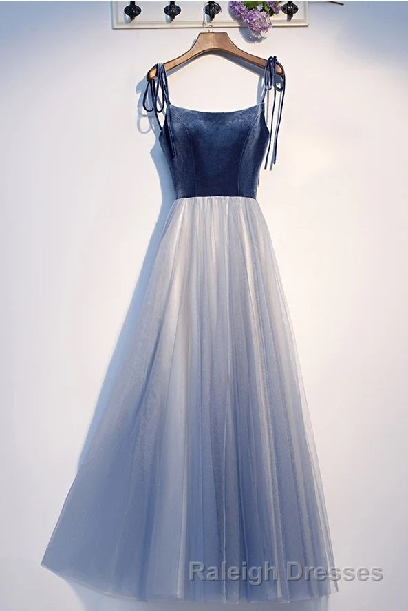 Spaghetti Straps Lace Up Floor Length Modest Prom Dress