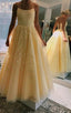 Chic Yellow Long Backless Prom Dresses For Teens Charming Prom Dresses