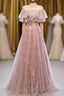 Elegant High Neck Vintage Long Lace Up Prom Dress Flowy Prom Gowns