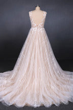 Gorgeous Long Backless Wedding Dress Ivory Lace Wedding Gowns