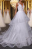 Charming V Neck Lace Wedding Dress Elegant Backless Wedding Gowns