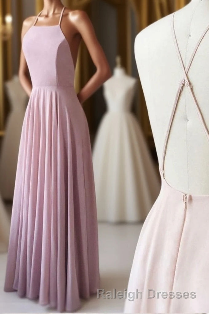 Cute Spaghetti Straps Sleeves Simple Long Prom Dresses For Girls Main image