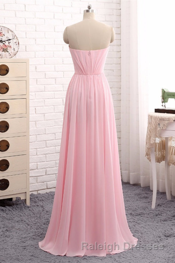 Elegant Strapless A-line Pink Chiffon Long Prom Dresses Girly Dresses Secondary image