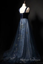 Elegant Long Lace Up Velvet Tulle Prom Dress Modest Prom Gowns