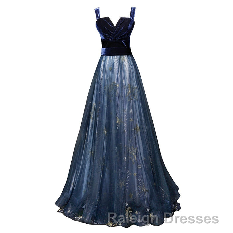 Elegant Long Lace Up Velvet Tulle Prom Dresses Modest Party Gowns