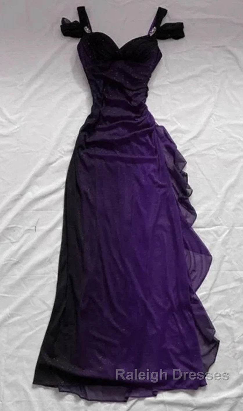 Purple A-line Chiffon Long Party Dress Prom Dress, Purple Chiffon Evening Dress Main image