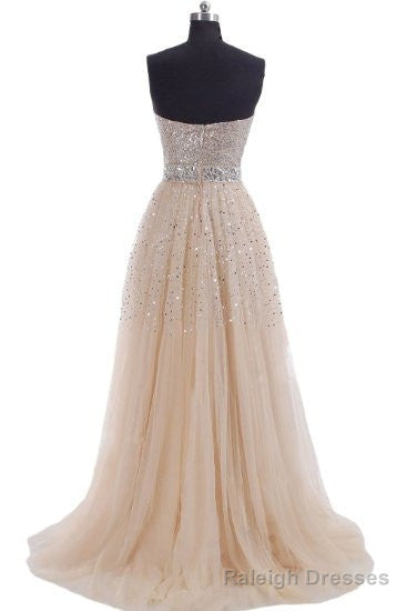 Fairytale Glitter Champagne Bling Strapless Long Prom Dress Secondary image