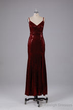 Mermaid Sequins Spaghetti Straps Long Bridesmaid Dresses