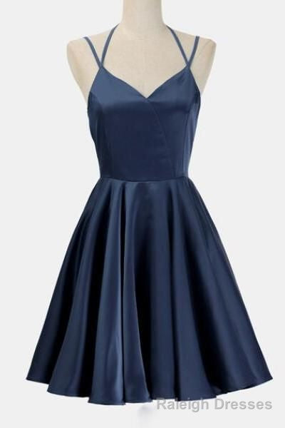 Navy Blue Short Bridesmaid Dresses Simple Navy Blue Short Prom Dress Juniors Homecoming Dress Main image