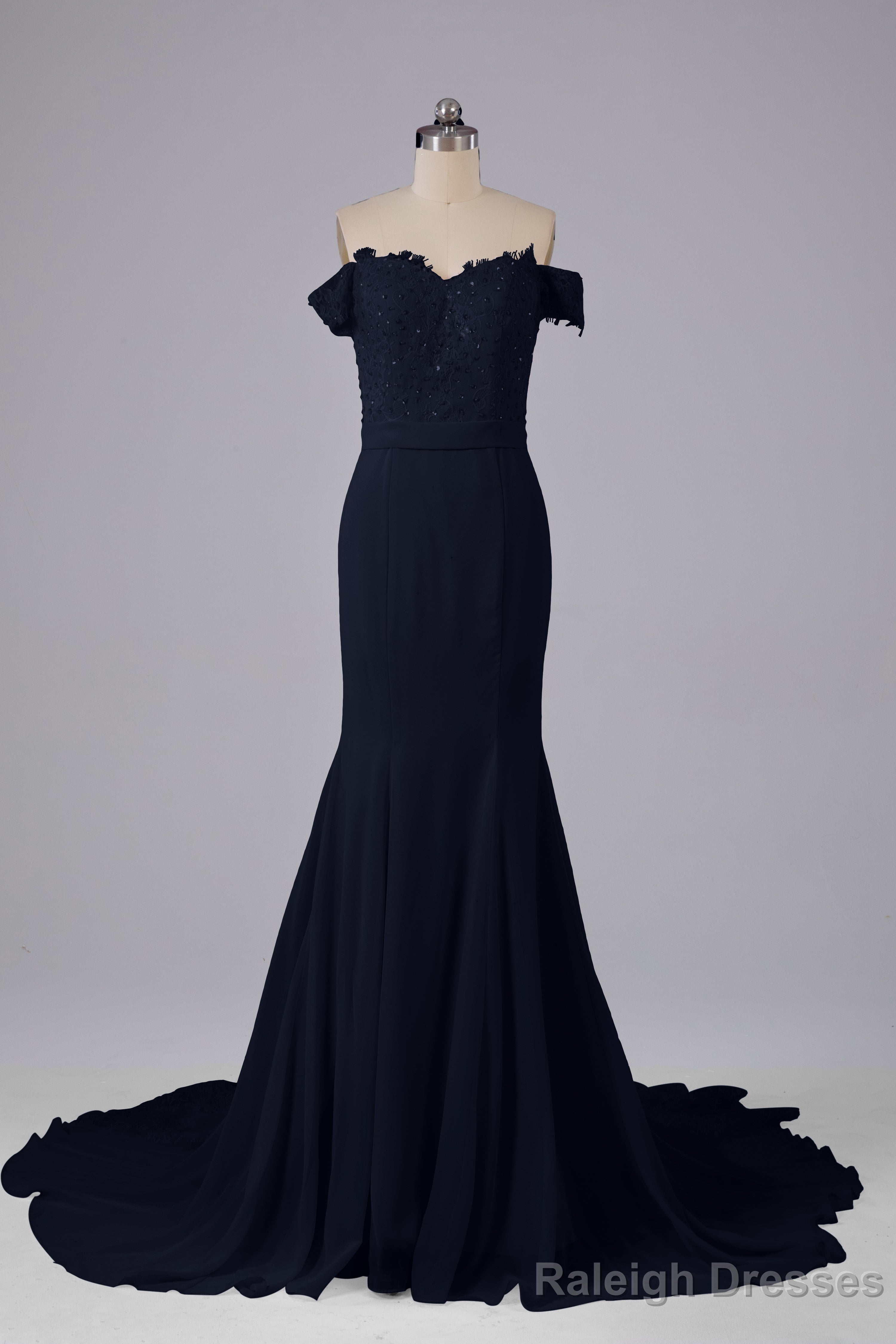 Off The Shoulder Hourglass Court Train Bridesmaid Dress