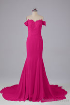 Off The Shoulder Hourglass Court Train Bridesmaid Dress