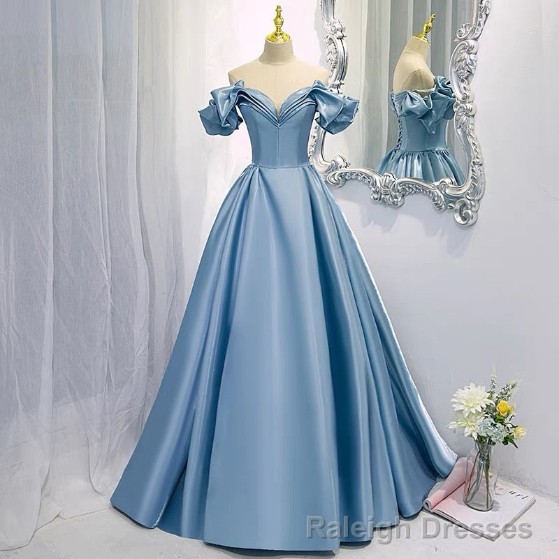 Off Shoulders Ball Gown Poofy Dusty Blue Prom Dress Secondary image