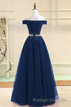 Off Shoulders Red Tulle Floor Length Prom Dresses