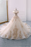 Off The Shoulder Ball Gowns Sweetheart Wedding Dress, Long Appliques Bridal Dress