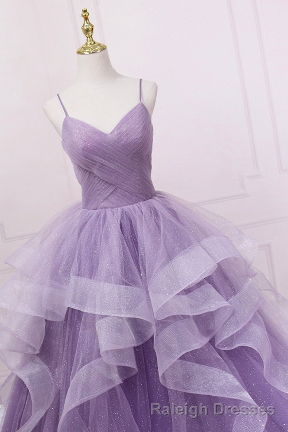 Lavender Ruffles Short A Line Prom Dress