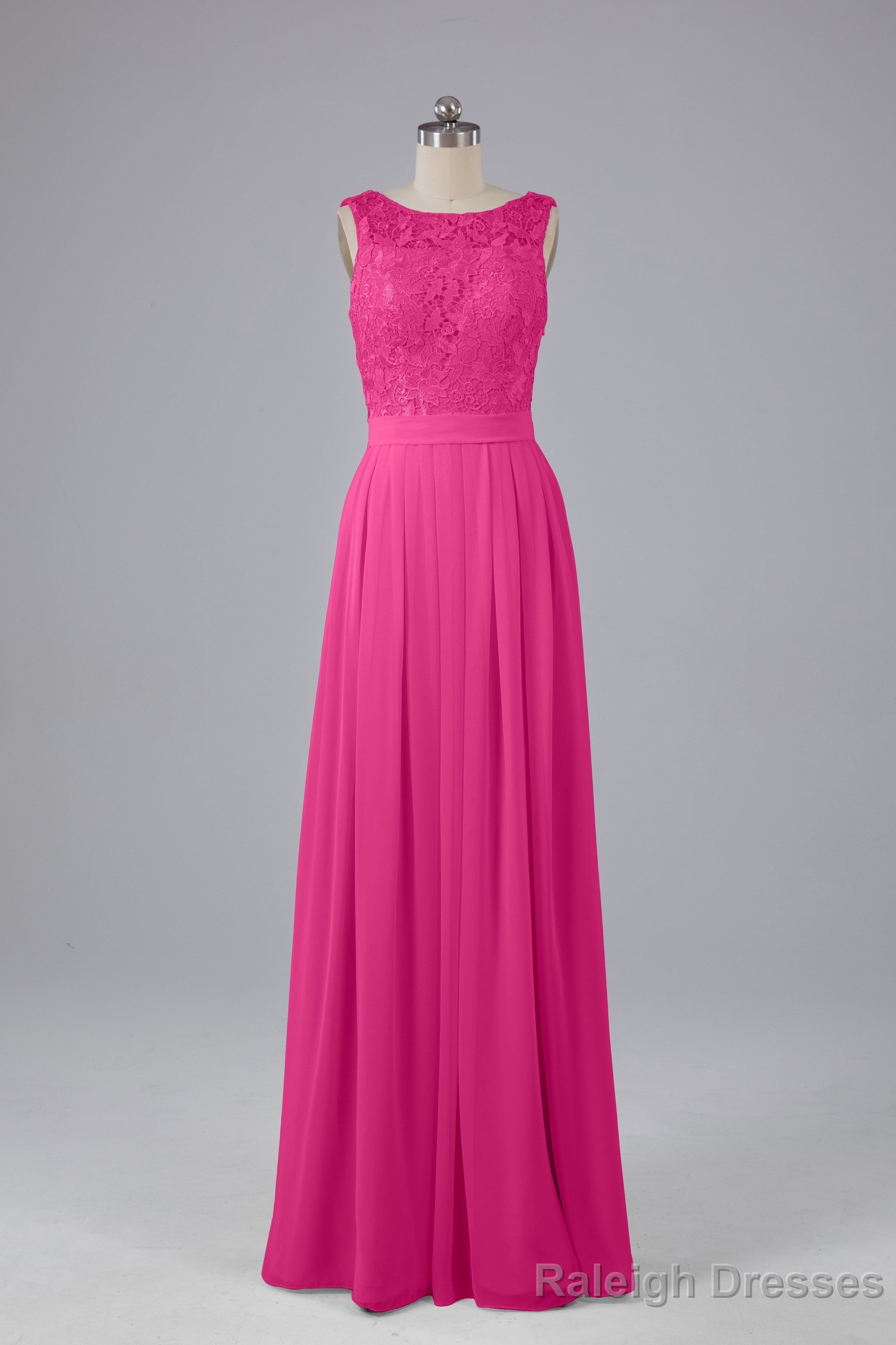 A-line Lace Top Floor Length Chiffon Bridesmaid Dresses Main image