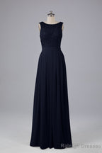 A-line Lace Top Floor Length Chiffon Bridesmaid Dresses