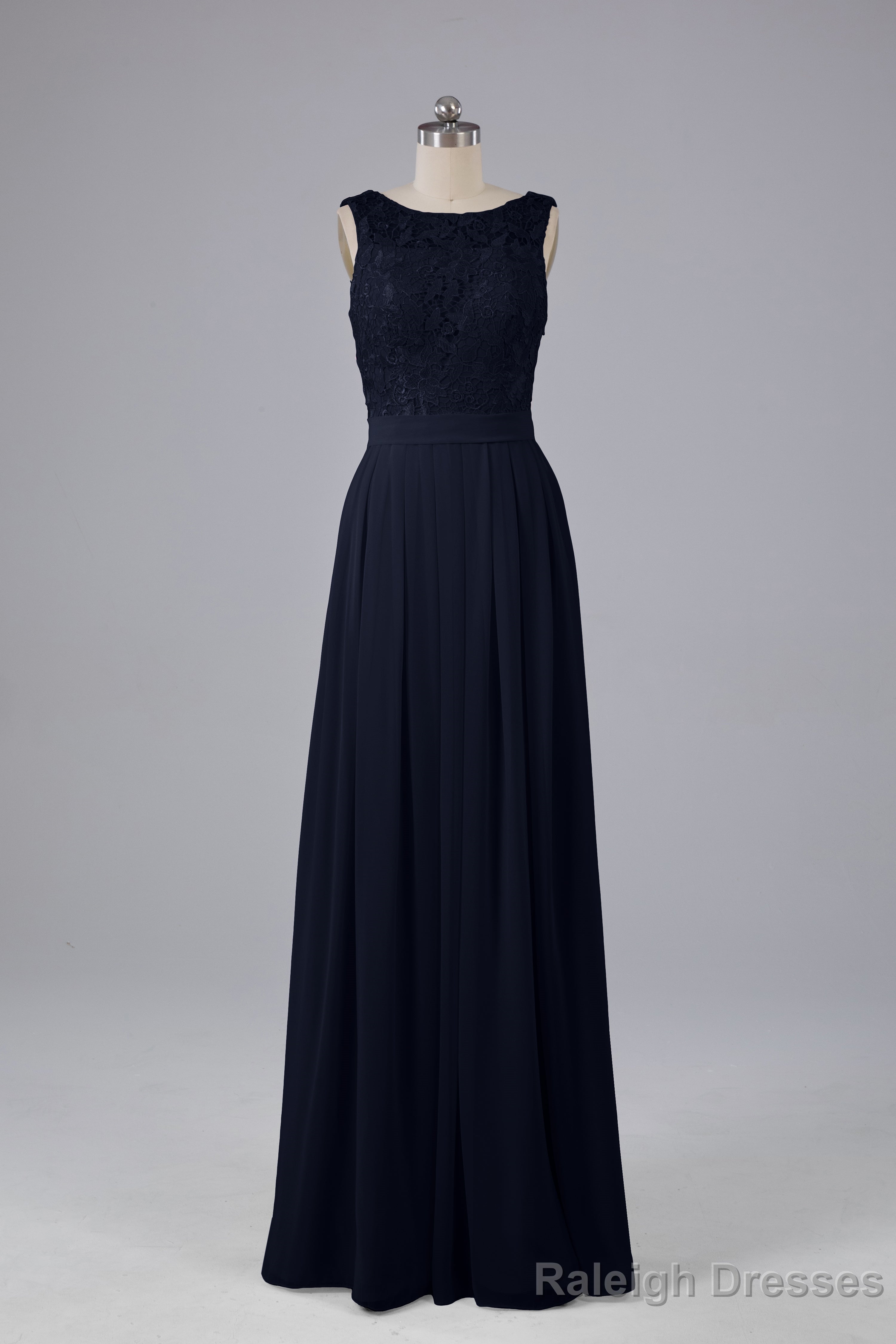 A-line Lace Top Floor Length Chiffon Bridesmaid Dresses