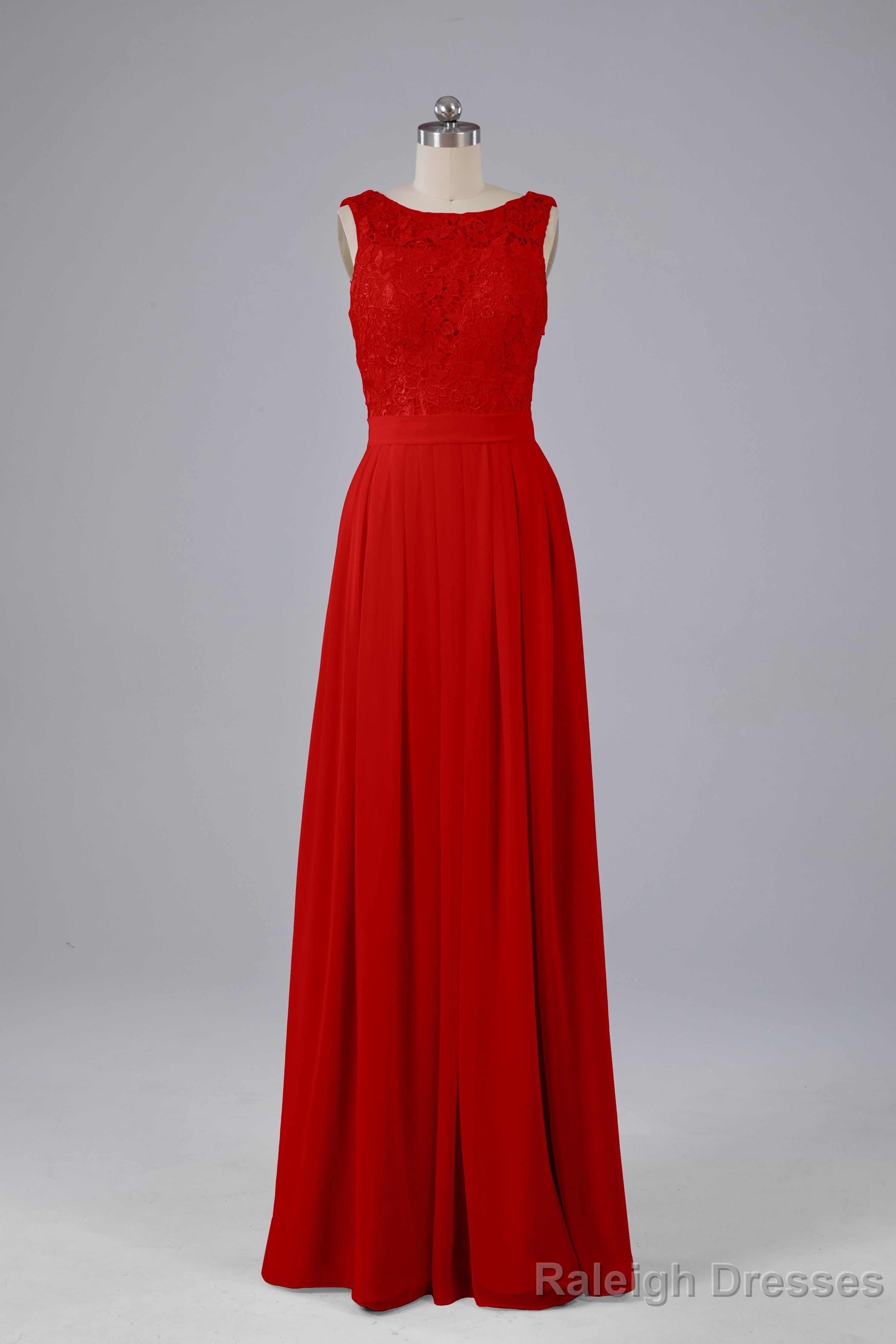 A-line Lace Top Floor Length Chiffon Bridesmaid Dresses