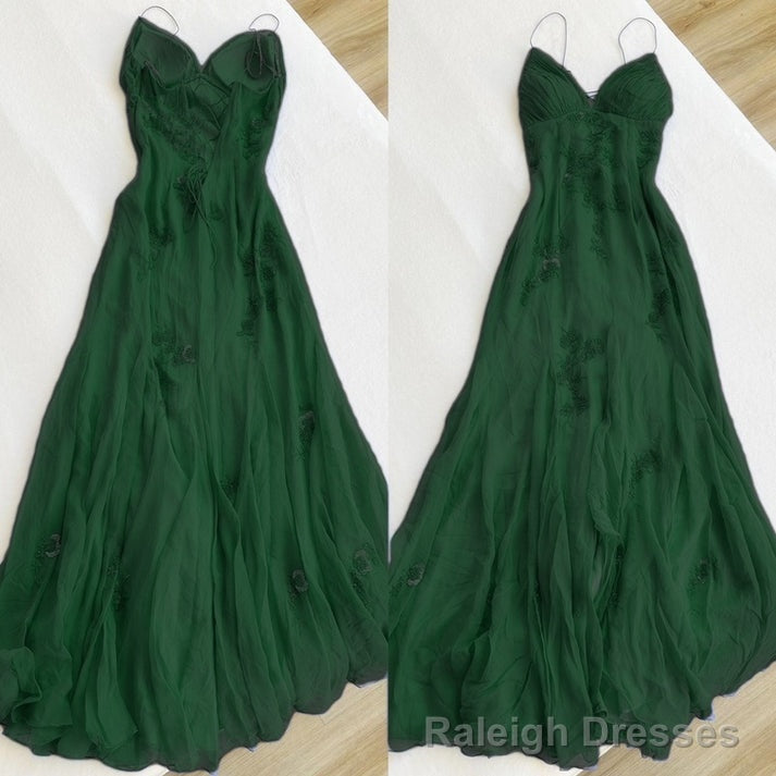 Green Modest A line Spaghetti Straps Prom Dresses 21th Birthday Outfits Main image