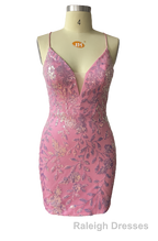 Cute Bodycon V Neck Blue Lace Homecoming Dresses