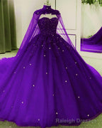 Tulle Ball Gowns Quinceanera Dresses, With Cape