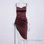 New Satin Green Prom Dress Spaghetti Strap Party Evening Dress