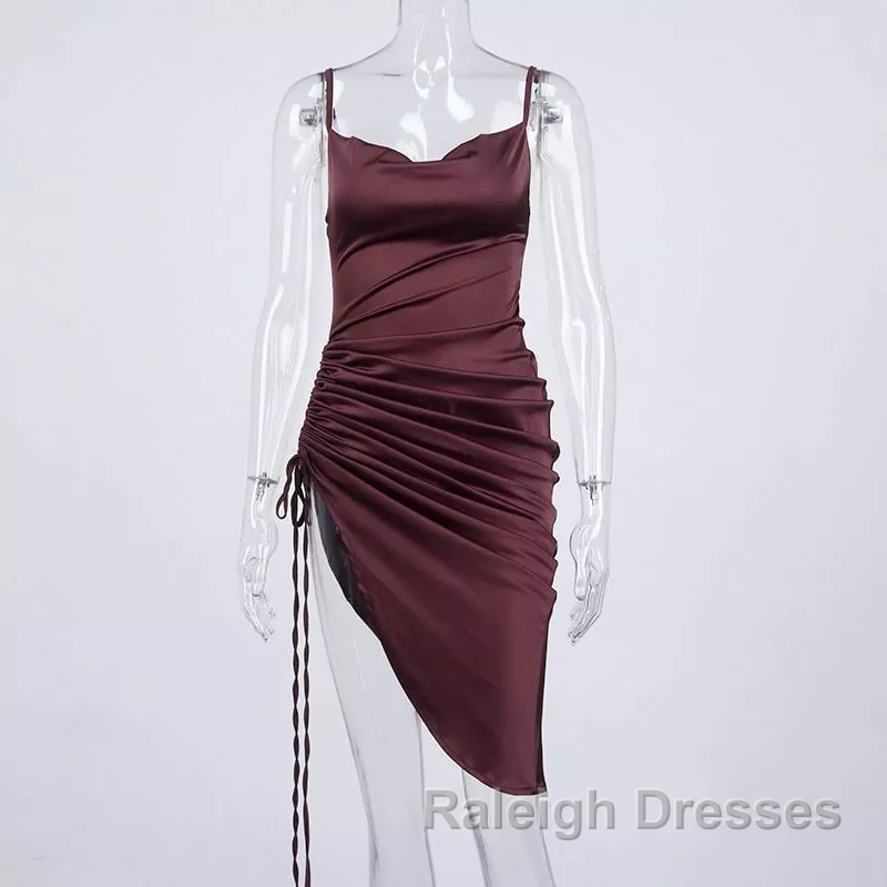 New Satin Green Prom Dress Spaghetti Strap Party Evening Dress