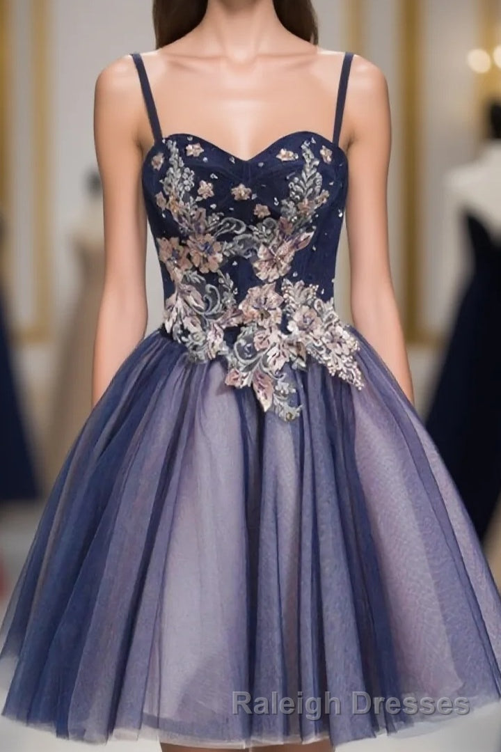 Cute Lace Tulle Short A Line Prom Dress, Homecoming Dress Main image