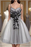 Gray Tulle Short A Line Prom Dresses Homecoming Dresses