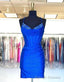 Gorgeous Spaghetti Straps Short Glitter Hoco Prom Dress