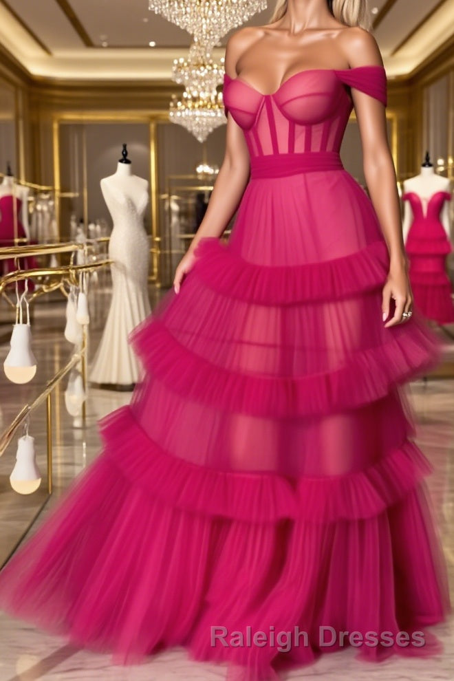 Formal Evening Dresses Off the Shoulder Chic A Line Long Prom Dresses Main image