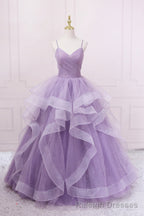 Lavender Ruffles Short A Line Prom Dress