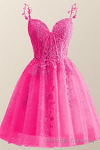 Straps Periwinkle Lace Appliques A-line Short Dress