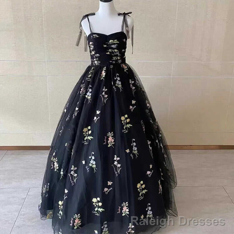 Luxury Floral Embroidery Long Black Prom Evening Dresses Women Summer Party Formal Occasions Reception Dress Main image