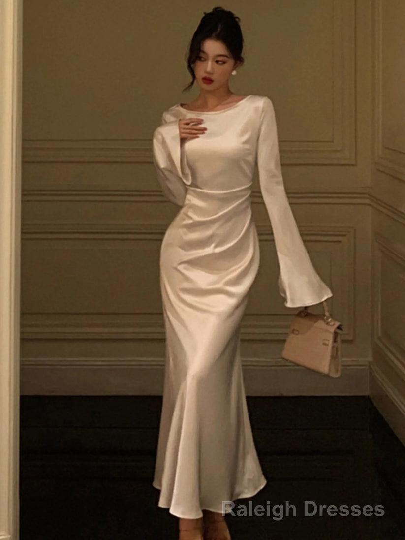 Elegant Flare Sleeve Wedding Mermaid Long Dress Women Spring Autumn French Vintage Slim One Piece Prom Robe Mujers Clothes