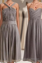 Simple A Line Grey Short Chiffon Bridesmaid Dress