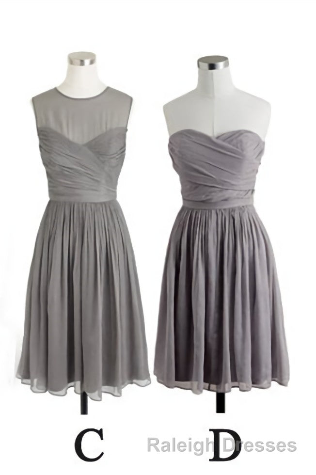 Simple A Line Grey Short Chiffon Bridesmaid Dress Secondary image