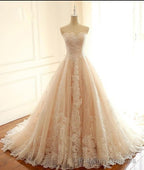 Sleeveless Sweetheart A-Line Lace Up Back Unique Design Wedding Dresses, Newest High Quality Custom Bridal Gown