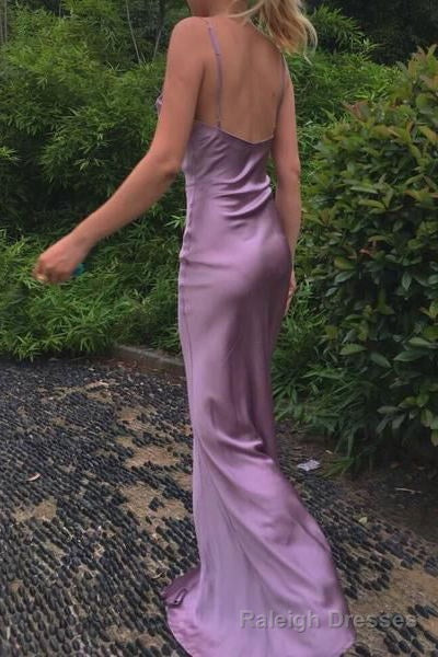 Purple Prom Dresses Sexy Mermaid Cowl Neck Spaghetti Straps Prom Dress Secondary image