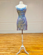 Sparkly Spaghetti Straps Sequin Homecoming Dress