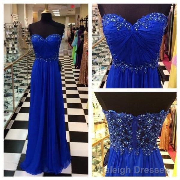 Strapless Long Chiffon Prom Dress Royal Blue Prom Dress Evening Dress