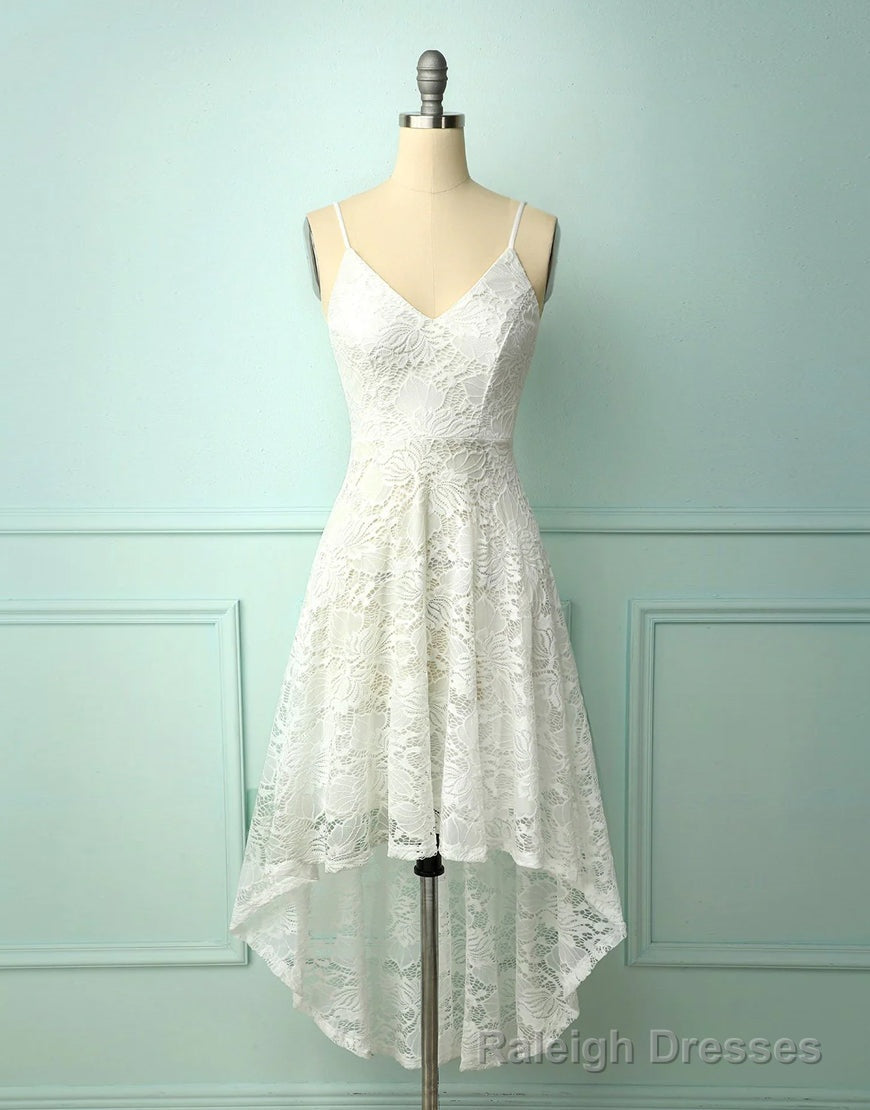 Straps V-Nevk High low Lace Prom Dress