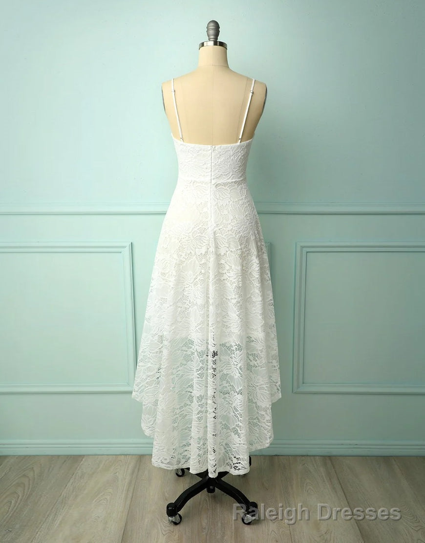 Straps V-Nevk High low Lace Party Dress