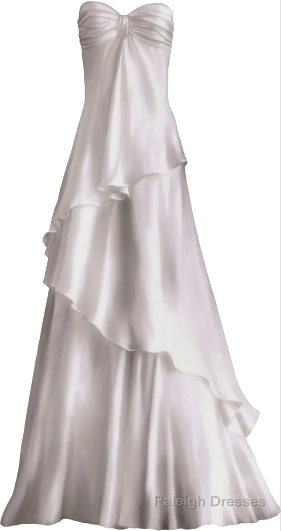 Sweetheart White Chiffon Prom Dress Long Prom Dresses Main image