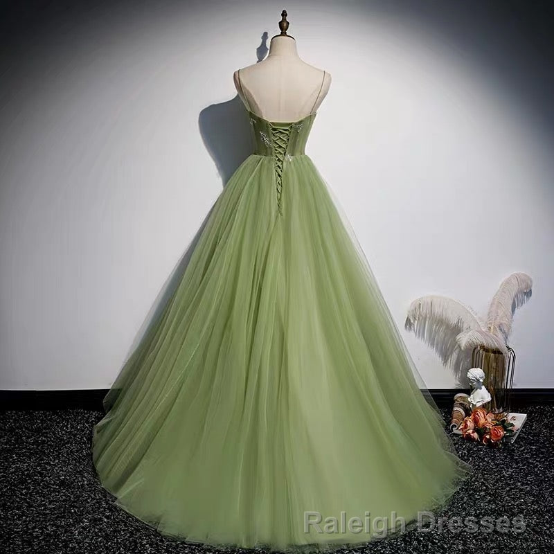 Tulle Sage Green Prom Dress Formal Ball Gown