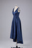 A Line Prom Satin V Neck High-Low Prom Dresses