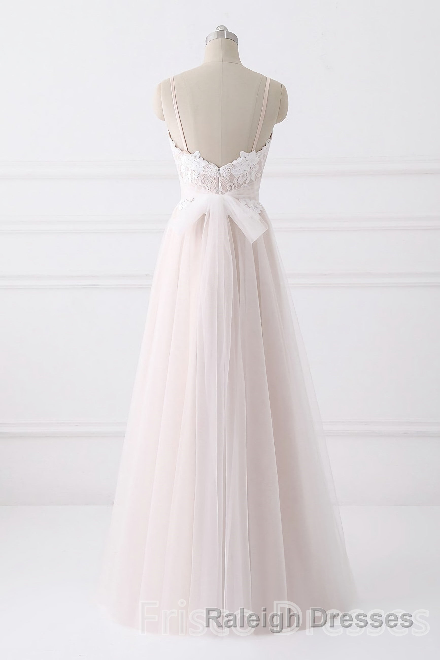 Girly Spaghetti Straps Long A-line Floor Length Wedding Dresses Secondary image