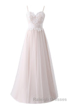 Girly Spaghetti Straps Long A-line Floor Length Wedding Dresses