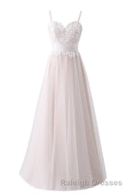 Girly Spaghetti Straps Long A Line Floor Length Wedding Dress